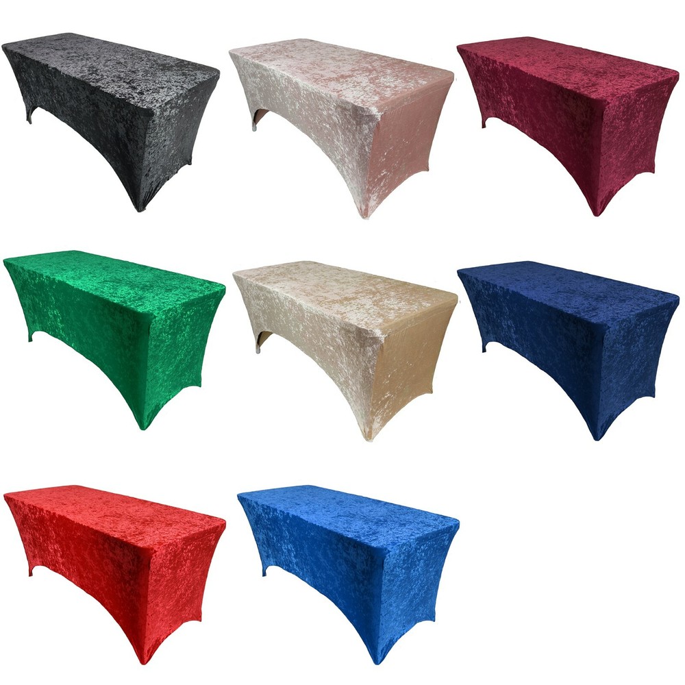 Velvet Folding 8ft Stretchy Modern Table Covers, Rectangular Fitted Tablecloths