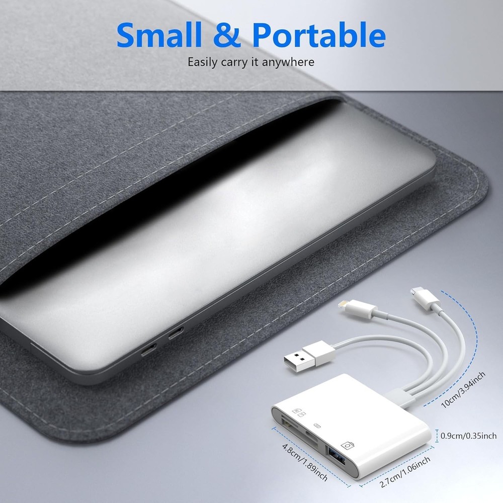 Compact Multi-Port SD/TF Card Reader - Fast Transfer for iPhone & Mac Users