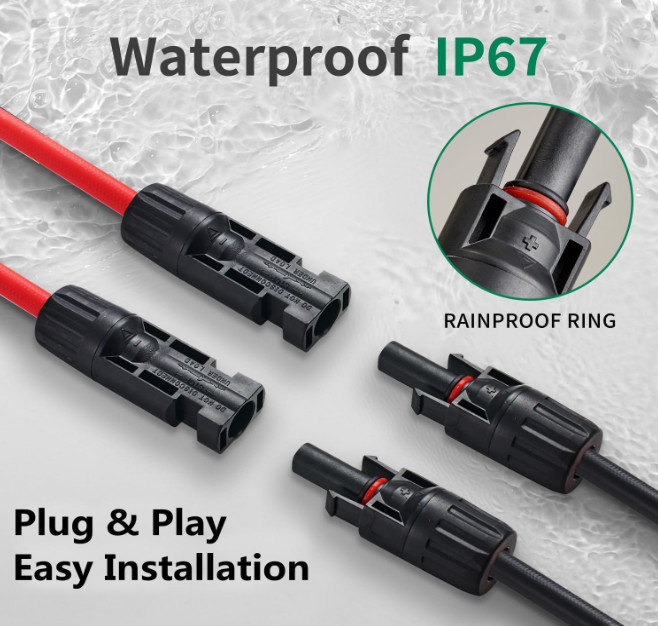 Solar Connectors Y Branch Parallel Adapter 10AWG Cable for Solar Panel (Red & Bl