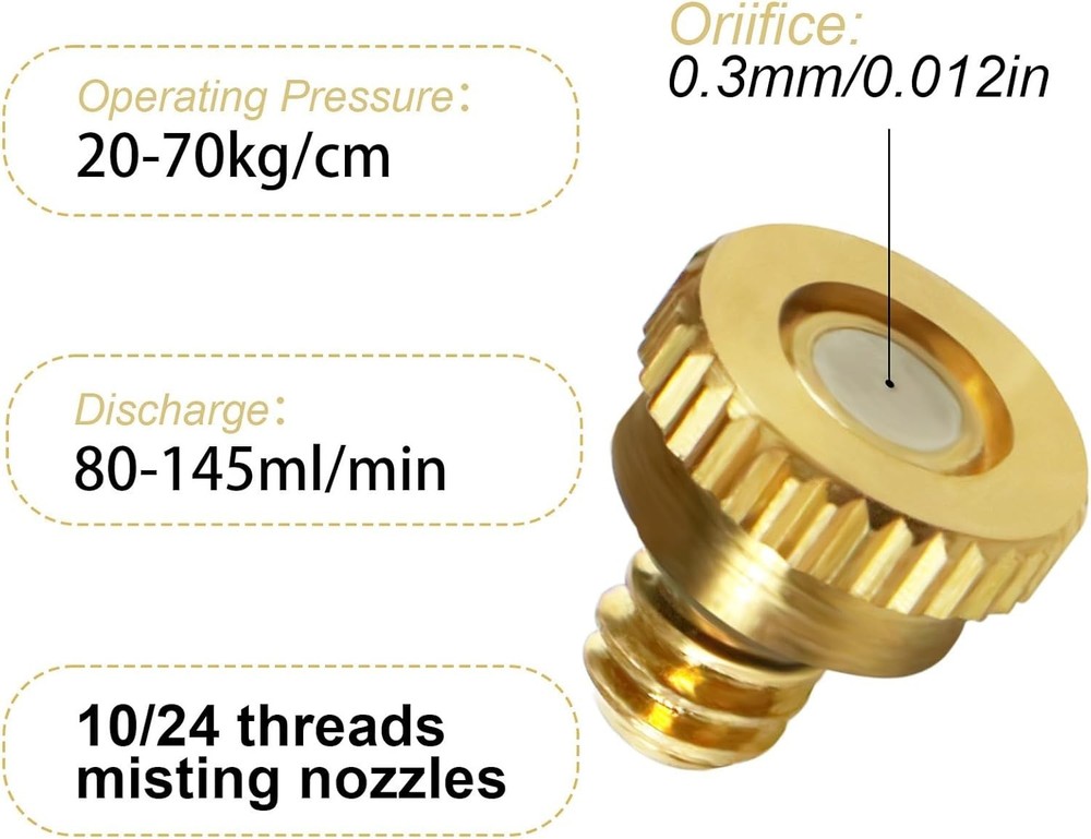 Leak-Proof Garden Misting Nozzles - 5PC Brass Set for Efficient Humidification