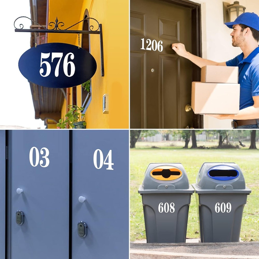 60 PCS White Mailbox Numbers, Vinyl 4 inch, 2 sets& 3 4 sets,
