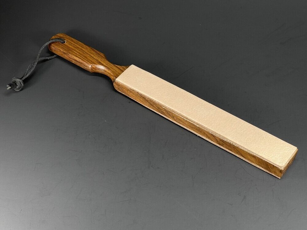 Leather Strop Double-Sided Sharpening Tool Wooden Handle+ Buffing Compound