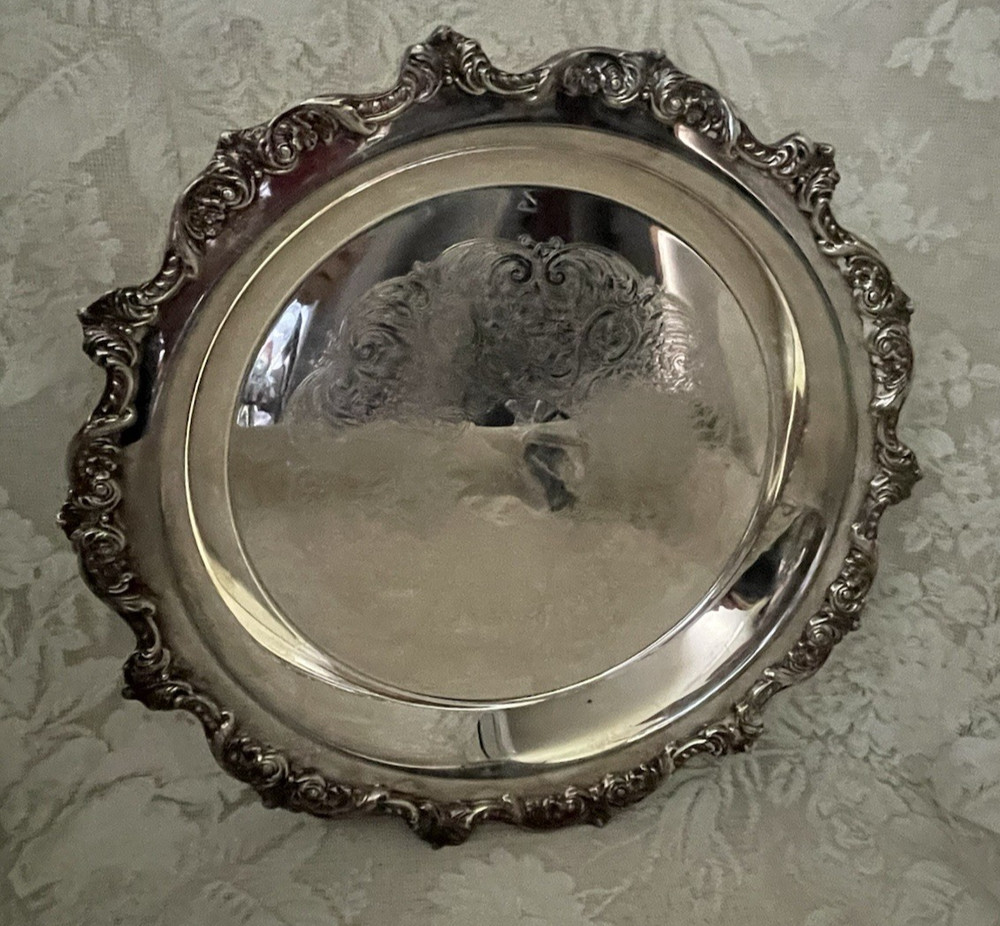 14.5 Silver Plate Tray Royal English by Wallace Footed Silverplate