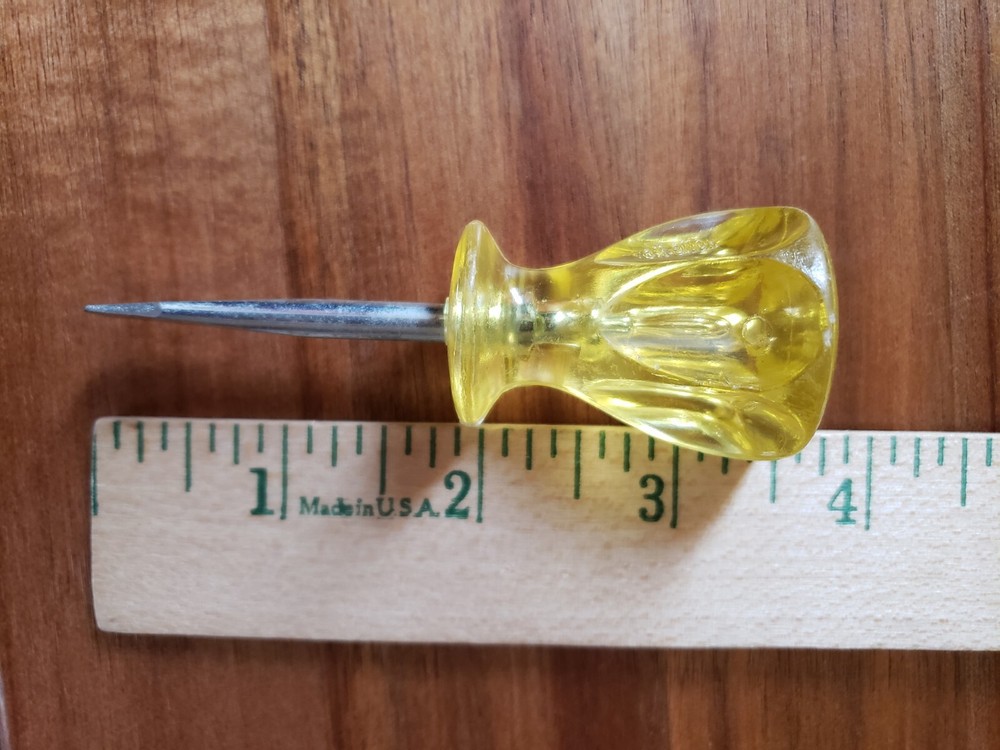 Vintage Stubby Flathead Screwdriver Yellow Acrylic Handle