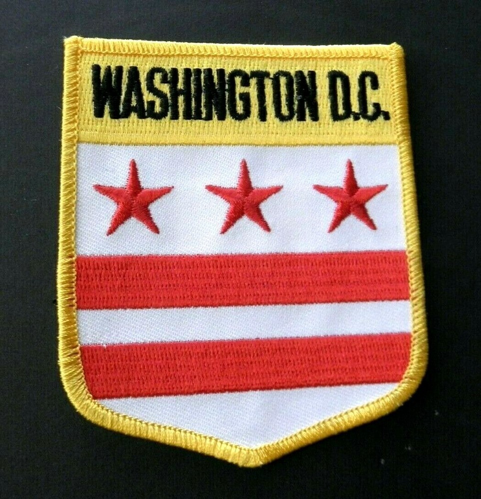 WASHINGTON DC STATE IRON ON SHIELD EMBROIDERED PATCH 3 X 3.5 INCHES