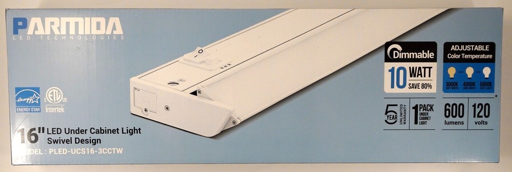 Parmida 16" Dimmable LED Under Cabinet Light With Adjustable Lens Angle, NEW