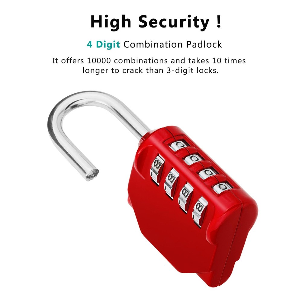 Combination Padlocks 4 Digit Number Code For Gym School Locker Lock Employee Loc