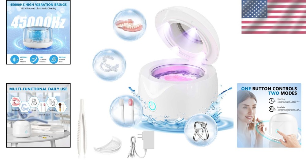 200ml Ultrasonic Cleaner for Retainers & Mouthguards - Easy One-Touch Operation