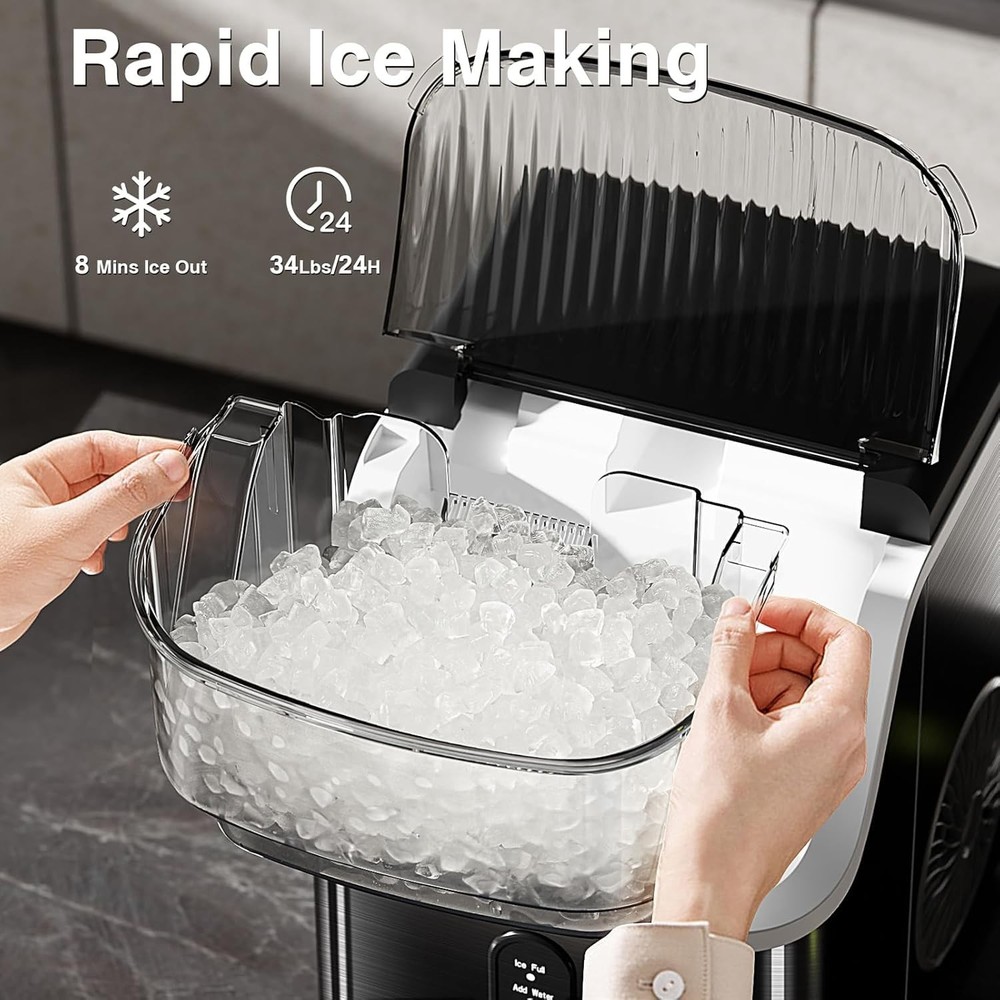 Nugget Ice Maker Countertop, Chewable Nugget Ice Machine with Automatic Clean...
