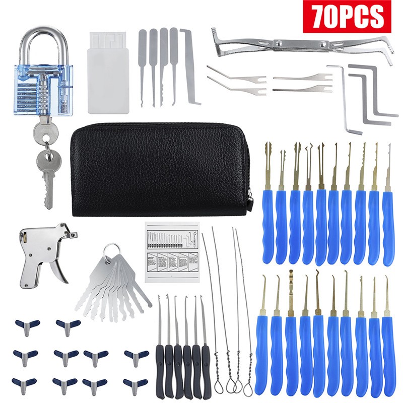 Set with Clear Lock for Locksmith Practice Stainless Steel 70Pcs Pick