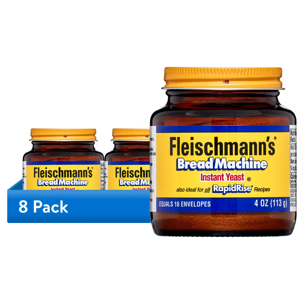 (8 Pack) Fleischmann's Classic Bread Machine Instant Yeast - 4 oz Jars