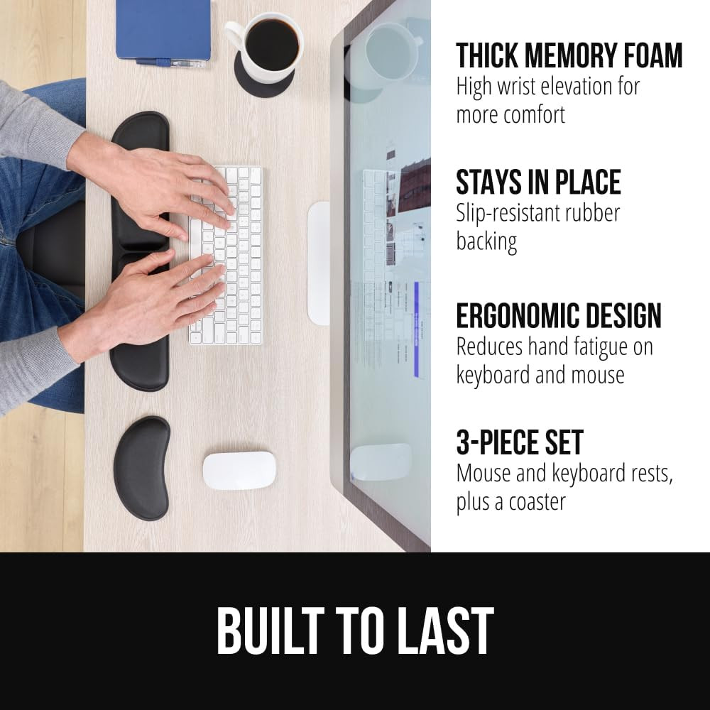 Silky Memory Foam Keyboard Wrist Rest for Computer and Mouse, Ergonomic Typing S