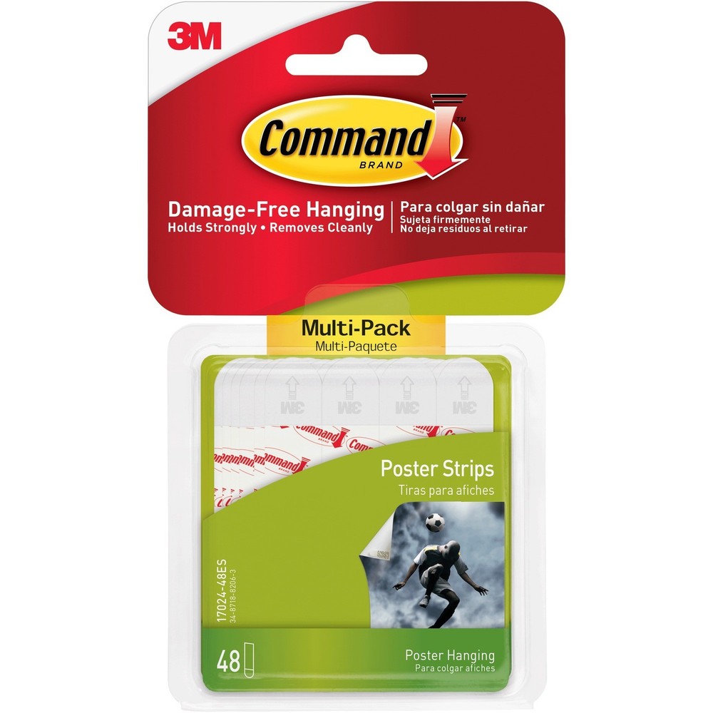 Command Adhesive Poster Strip - Removable - 48 / Pack - White (17024VP)
