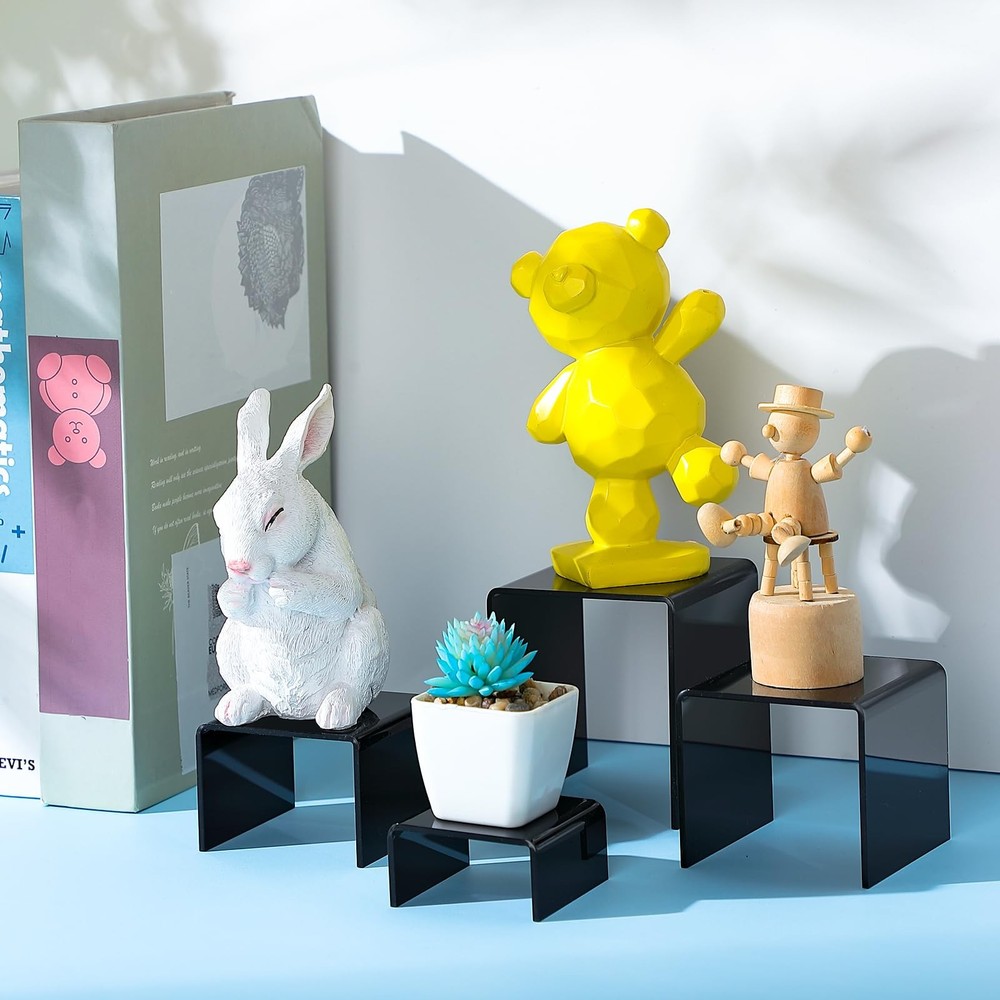 Chuangdi 20 Pcs Acrylic Display Risers, Black Product Medium Set,