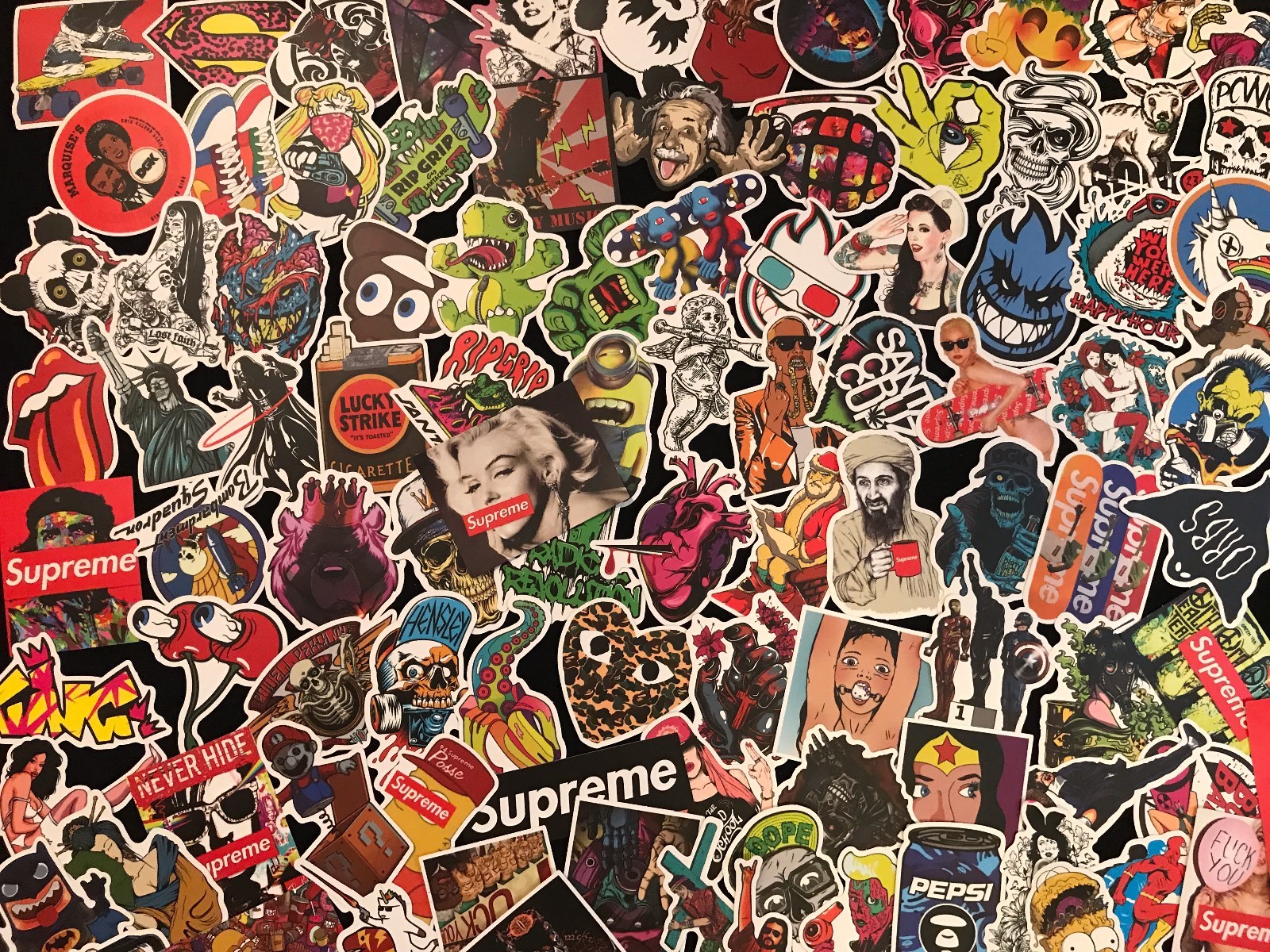 300 Random Skateboard Stickers bomb Vinyl Laptop Luggage Decals Dope Sticker Lot