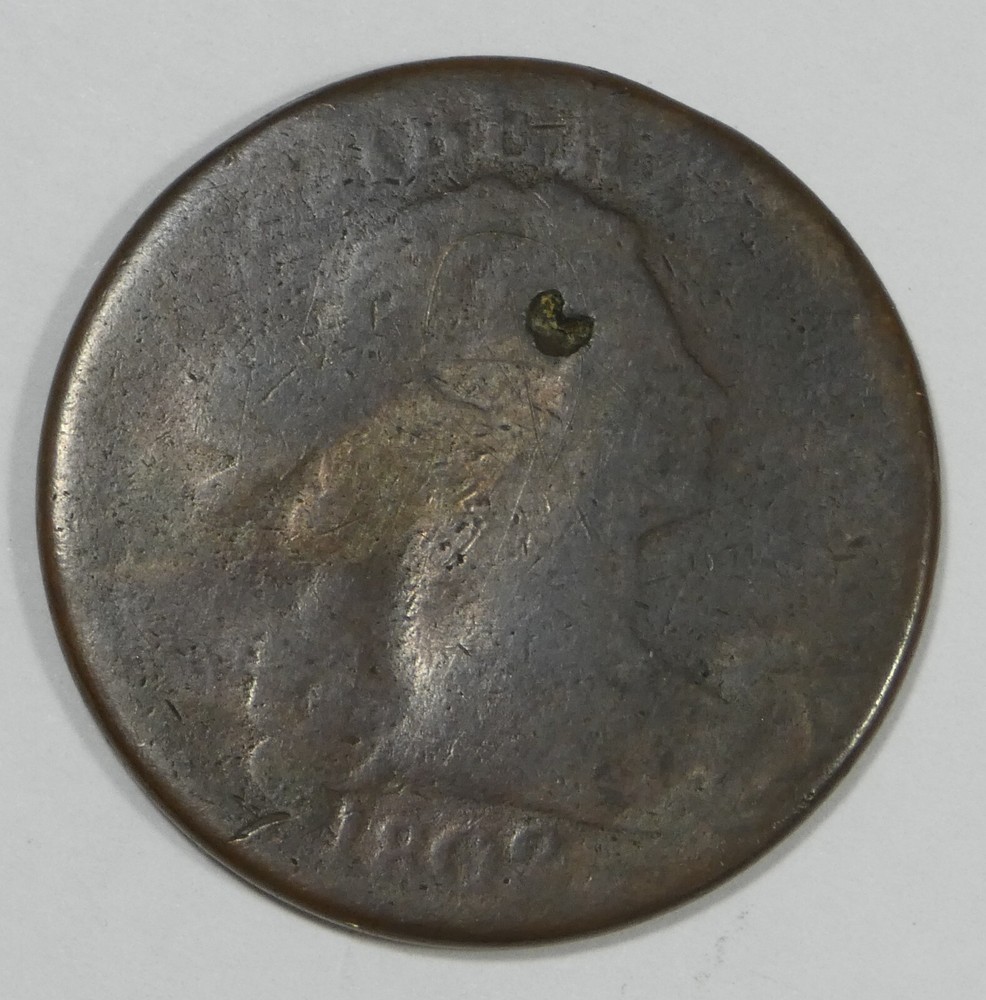 1802 Draped Bust Large Cent AG 1c ~ obverse surface mark