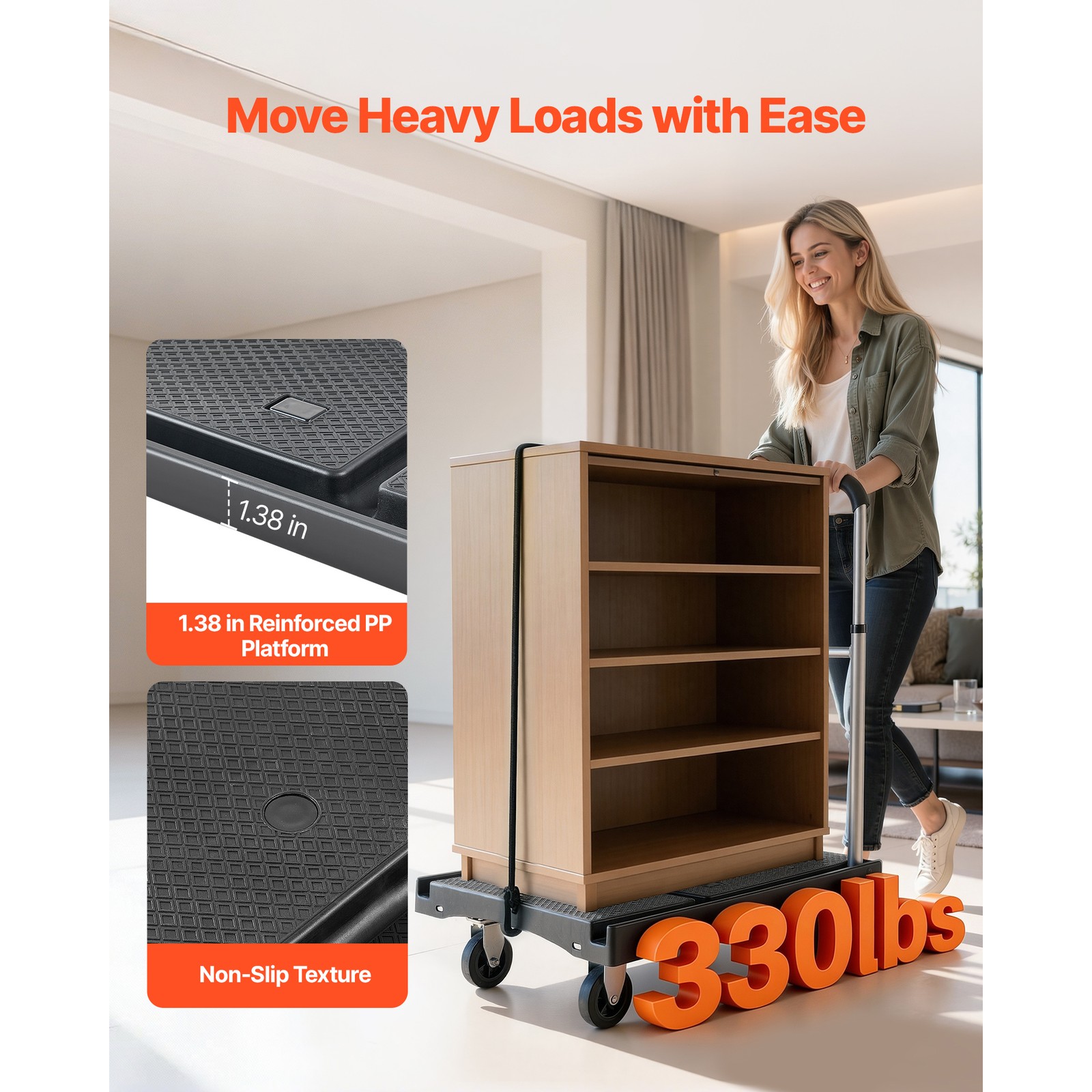 Uimoso Foldable Push Cart Dolly 330 lbs Capacity Folding Hand Truck with Wheels