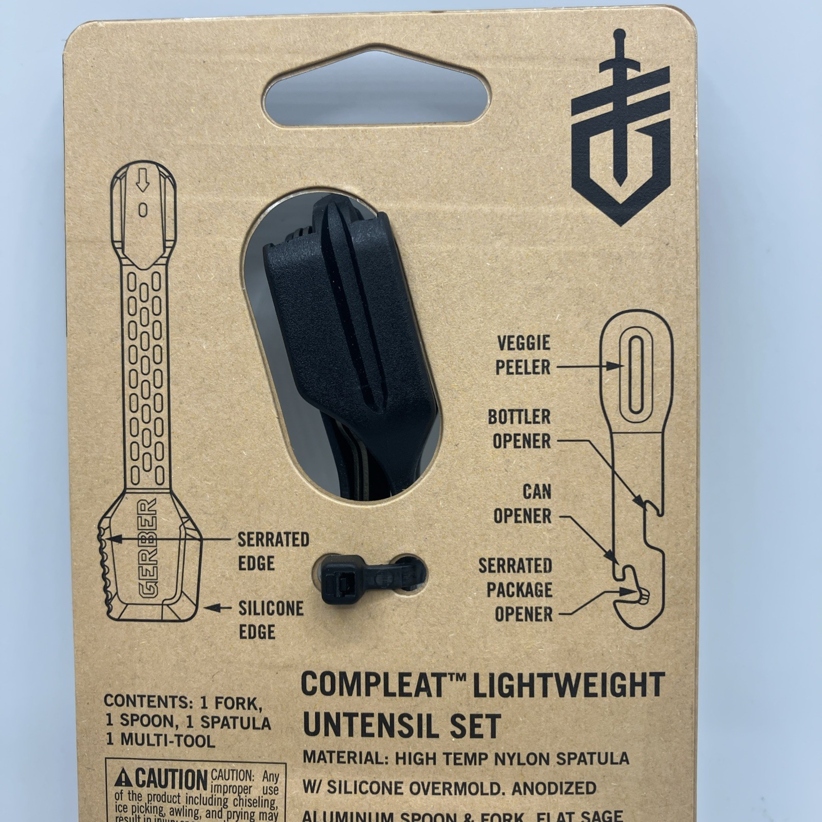 Gerber ComplEAT Utensil Set (4 pc Set) Color: Flat Sage - Camping Outdoor Gear