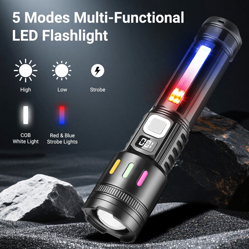 2x Super Bright LED Flashlight Rechargeable Tactical Flashlights LED Work Lights