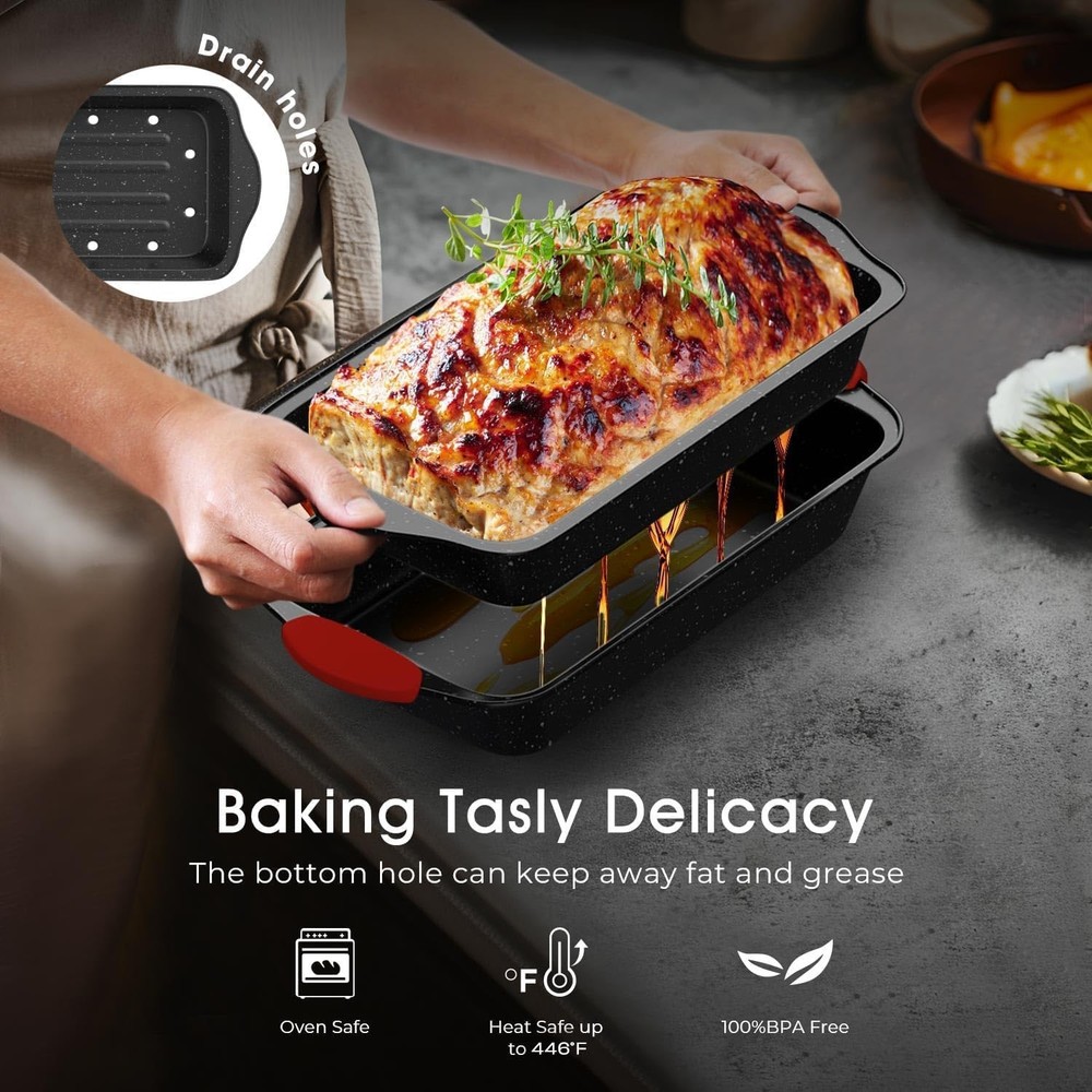 11-Piece Nonstick Stackable Baking Pans Set Toxin-Free Bakeware Sets Baking Pan