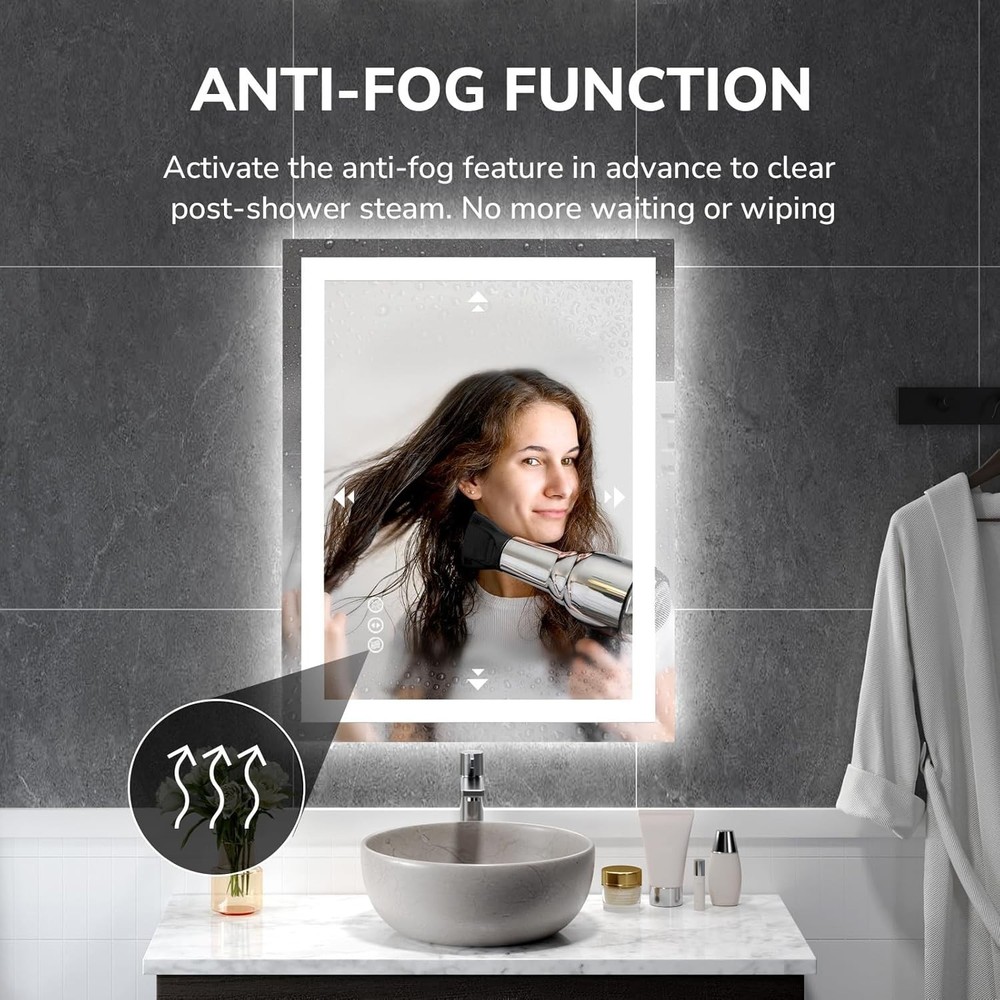 20x28" LED Bathroom Mirror Lighted Vanity Wall Mirror, Horizontal and Vertical