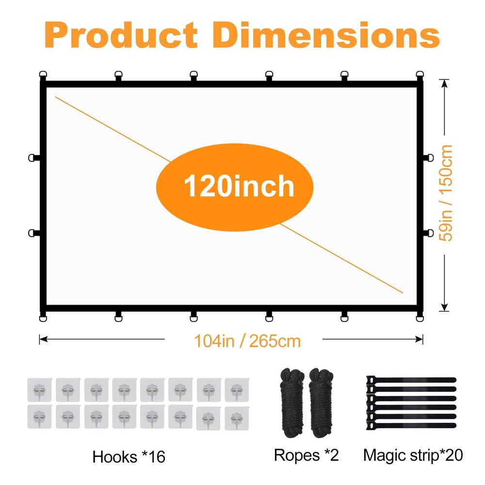 Outdoor Projector Screen, Washable Movie Screen & Foldable Projection Screen ...
