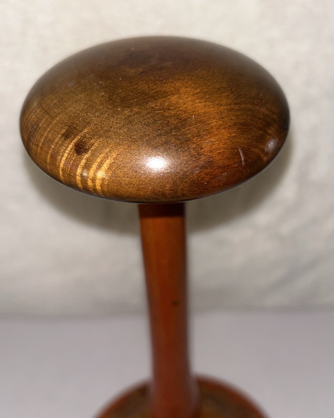 Vintage 9.5” Hat Wig Wood Stand Hand Carved Painted Austria