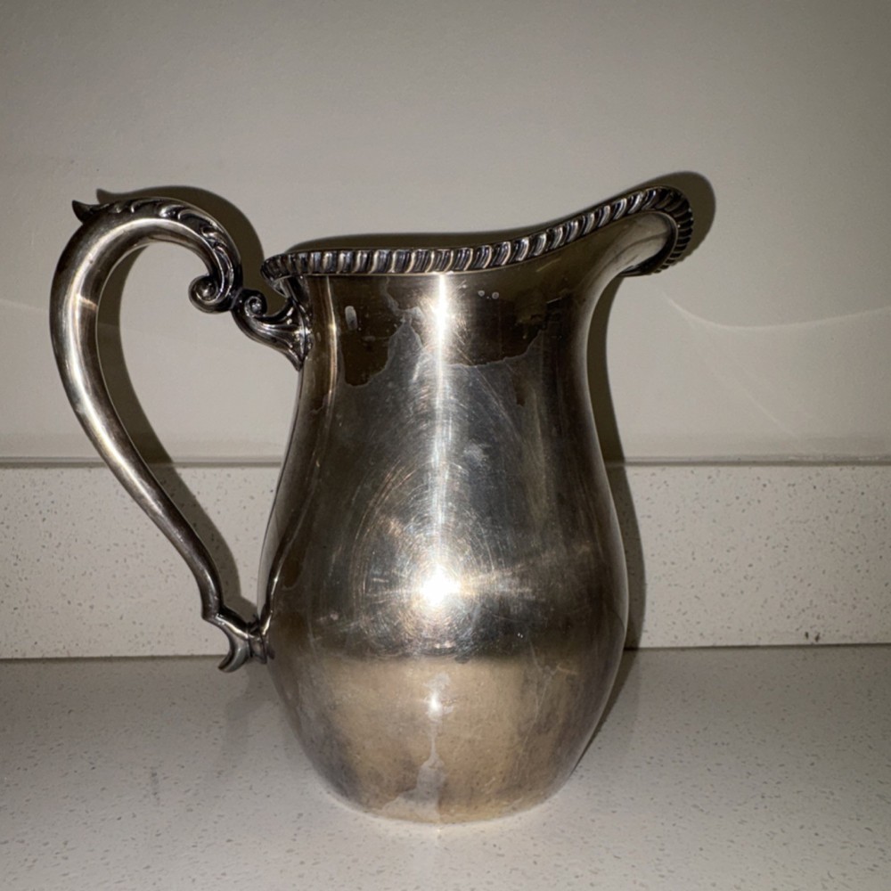 Victorian Silverplate Pitcher Ornate Handle and Rim
