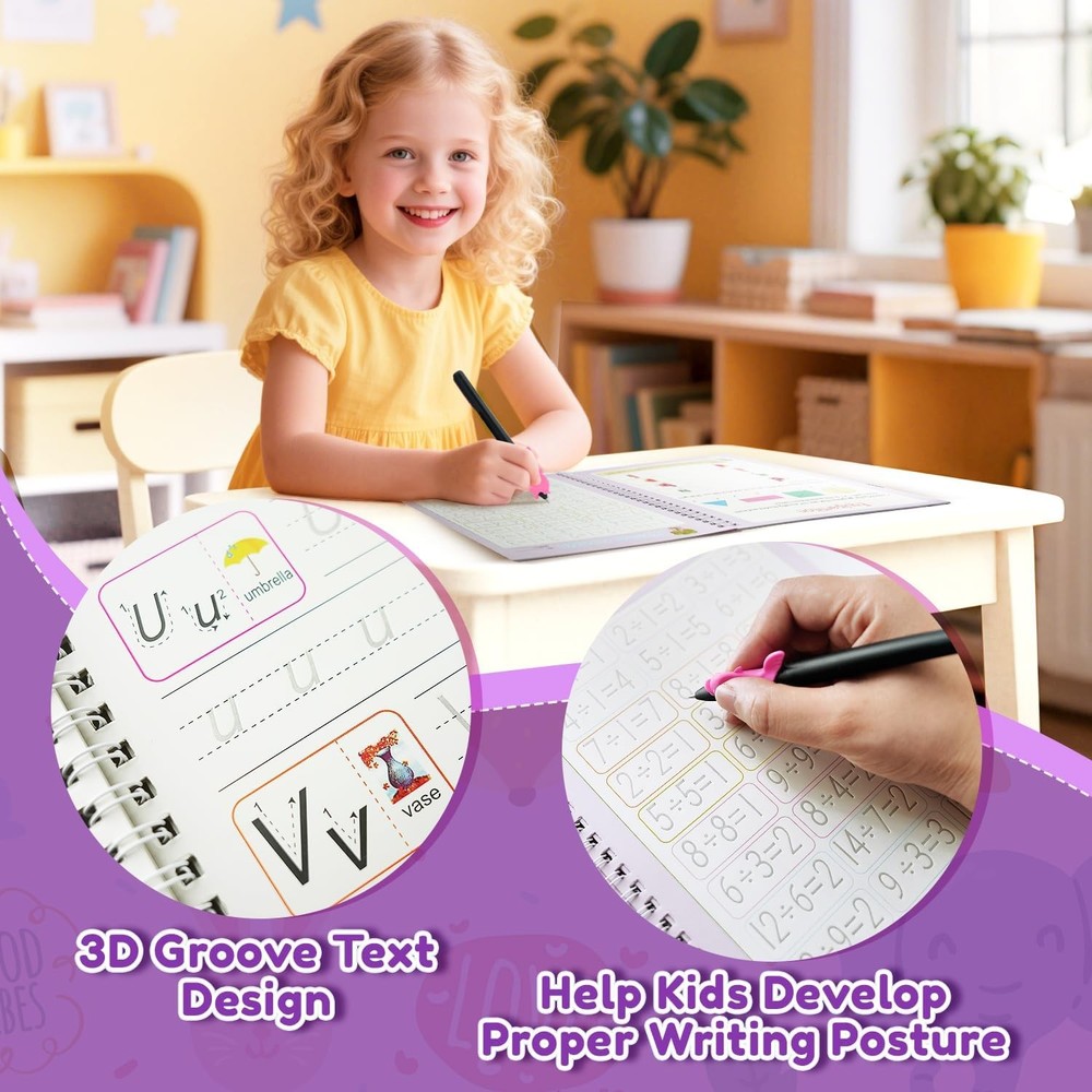 Magic Grooved Writing Practice for Kid-Grooved 9.83* 6.96, Multicolor
