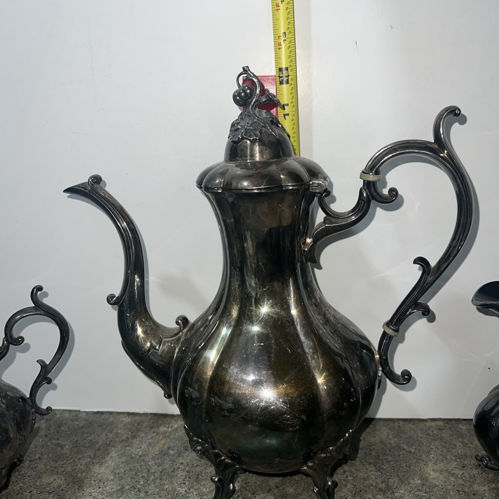 Reed & Barton Silver Coffee/Tea Set w/ Creamer, Sugar w/ lid