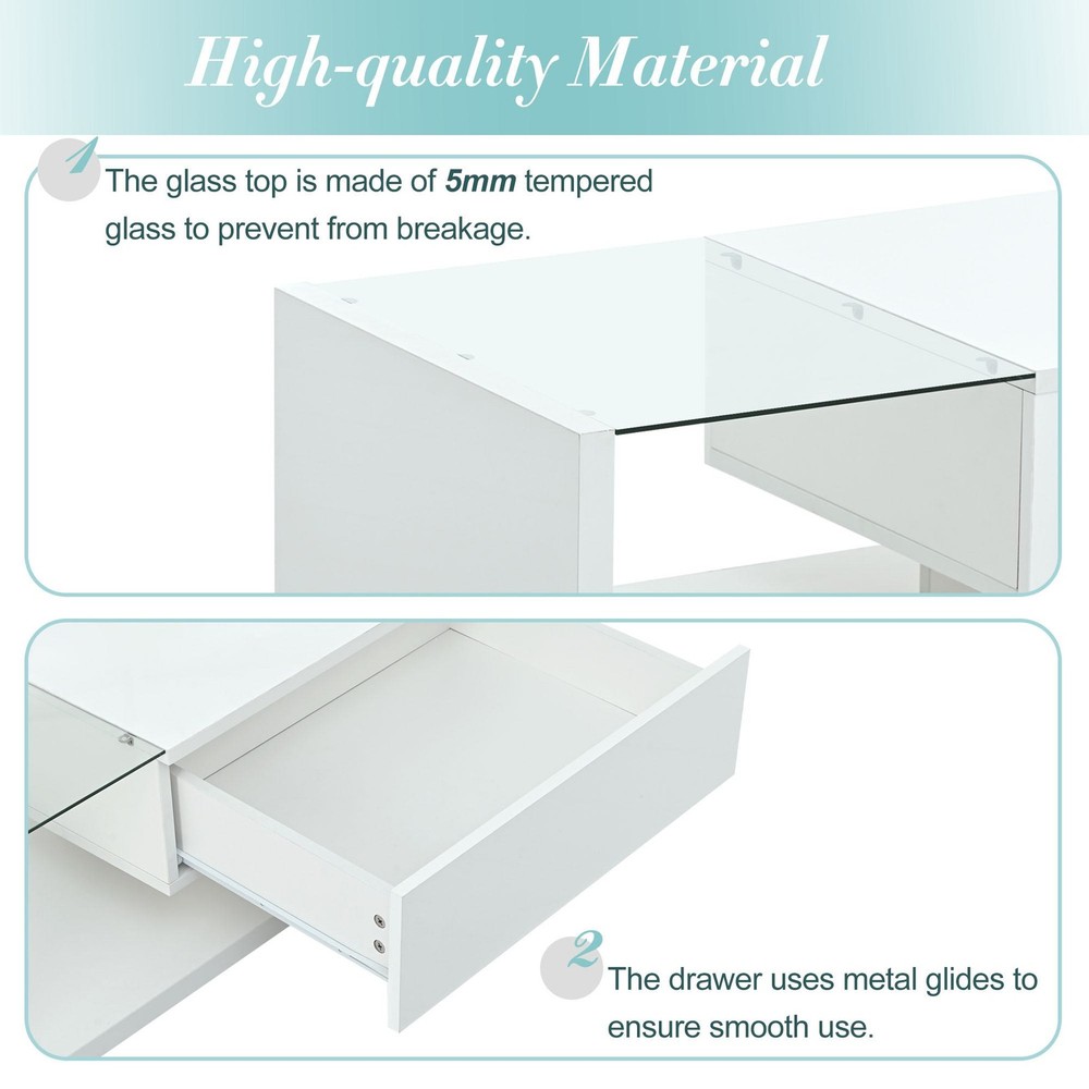 Vinsetto Coffee Table with Tempered Glass