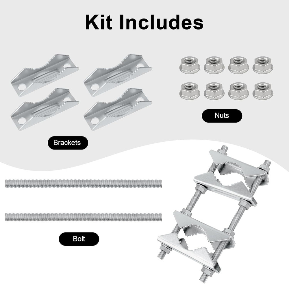 Double Antenna Mast Clamp - Heavy Duty Galvanized Iron Mount for Secure Pole-To-