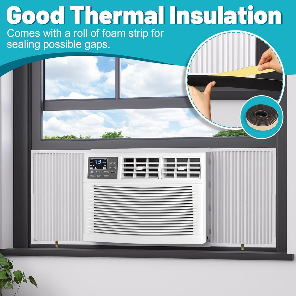 Window AC Side Panel with Frame, Adjustable Air Conditioner Side Panels