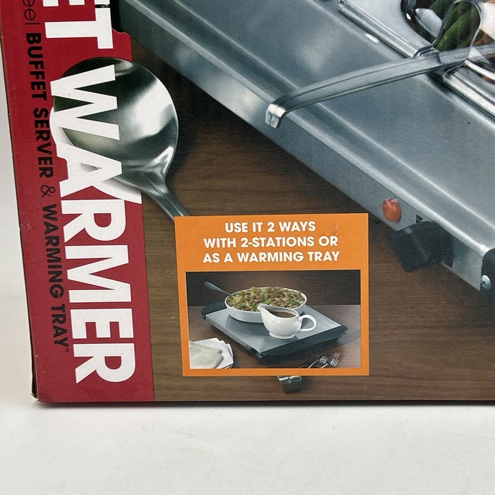 NOSTALGIA ELECTRIC 2-Station Stainless Buffet Server & Warming Tray BCD-222