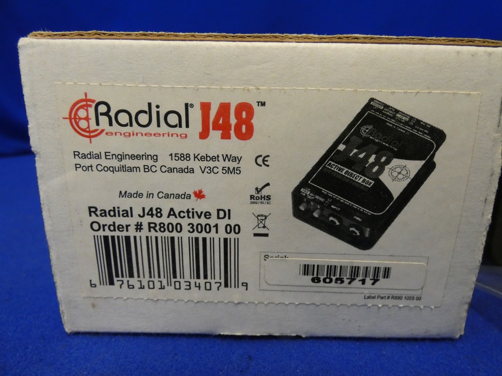 Radial Engineering J48 Active Direct Box 48V Phantom Powered, Demo-Open Box