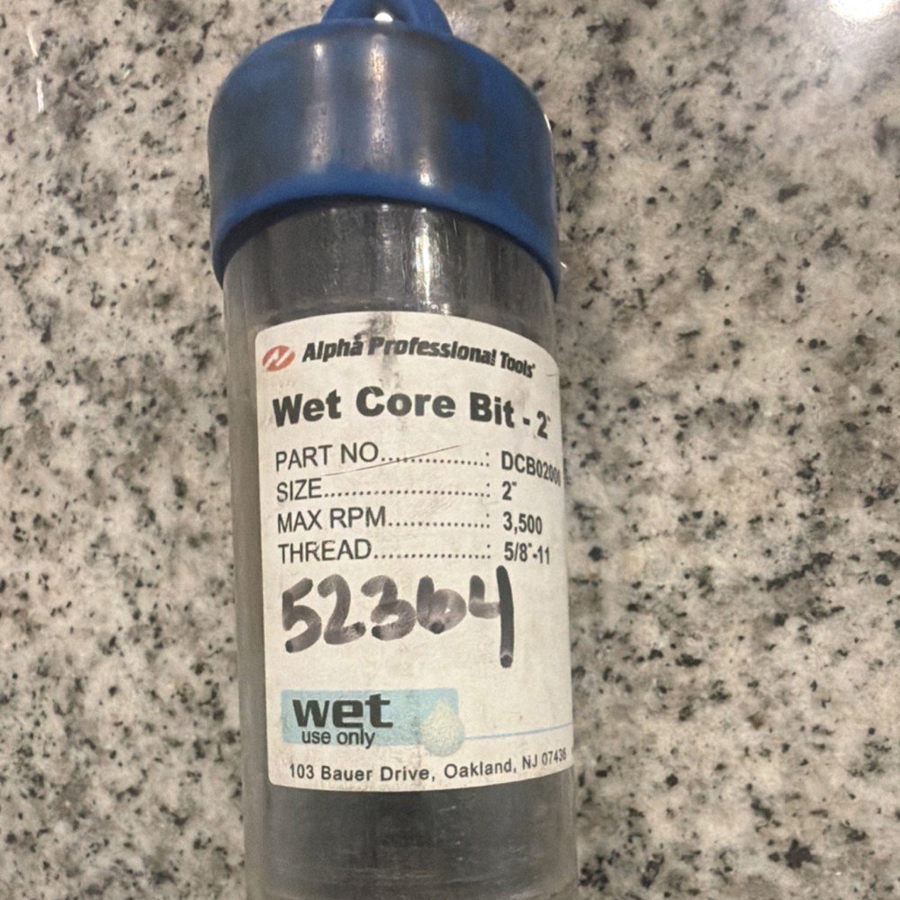 Alpha Professional Tools DCB0200 2" Wet Core Drill Bit 5/8"-11 Thread