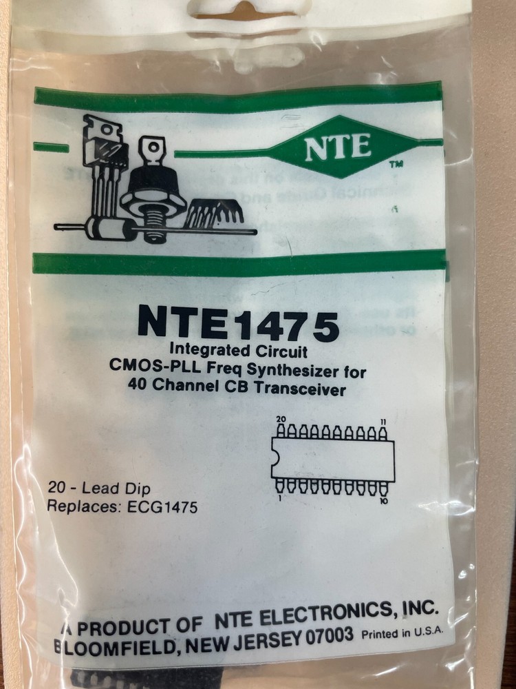 NTE Electronics NTE1475 INTEGRATED CIRCUIT CMOS PLL FREQUENCY SYNTHESIZER 20-LEA