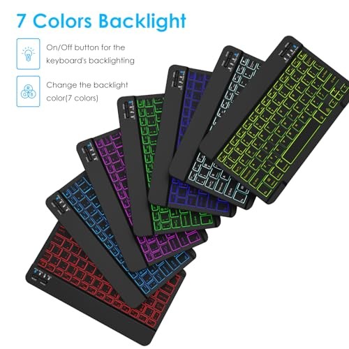 7 Colors Backlit Bluetooth Keyboard and Mouse Combo for Backlit+Black+Mouse