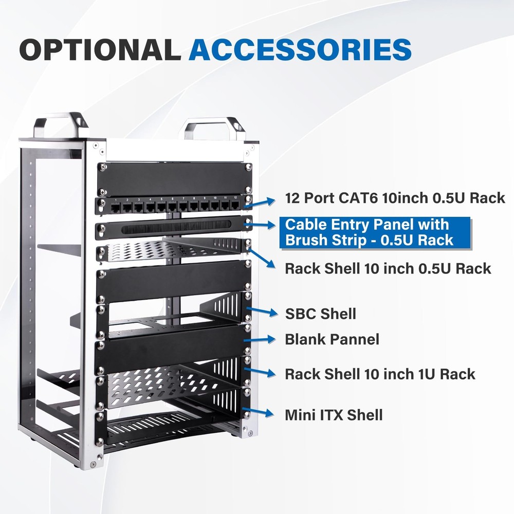 2 PCS 0.5U Brush Cable Manager Rack Mount Management Panel 10 Inch Server