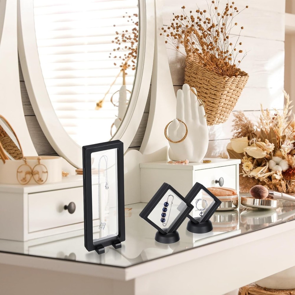 30 Pack 3D Floating Display Stand Frame Case Coin Black