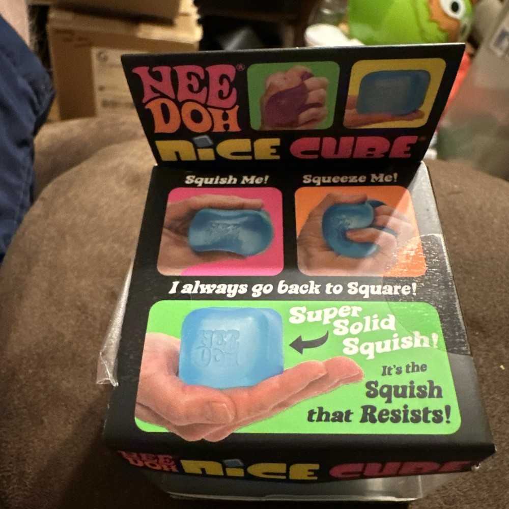 NeeDoh Nice Cube Super Solid Squeezable Stress Reliever Sensory Toy Blue