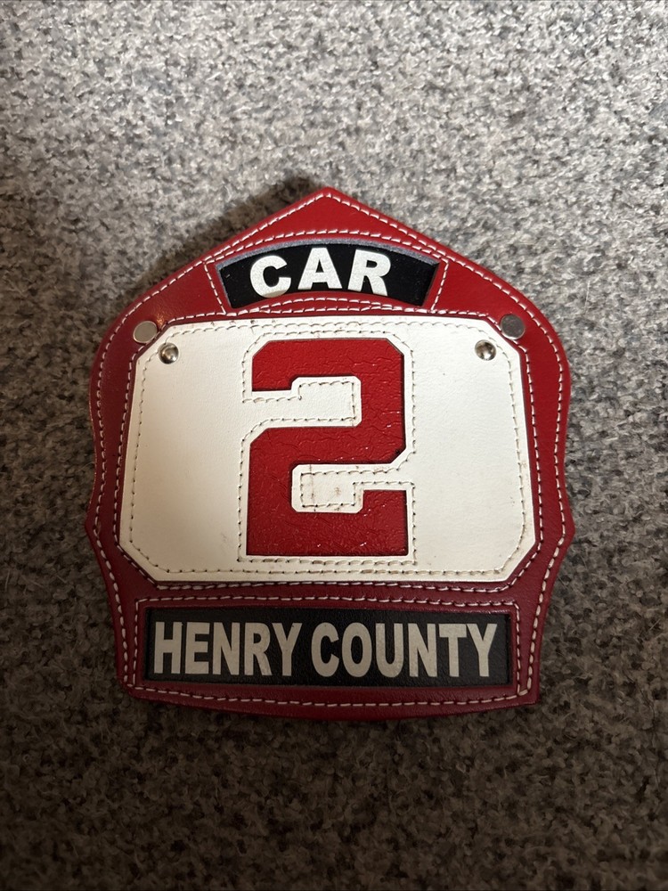 Fire Helmet Badge 2 Car Red White