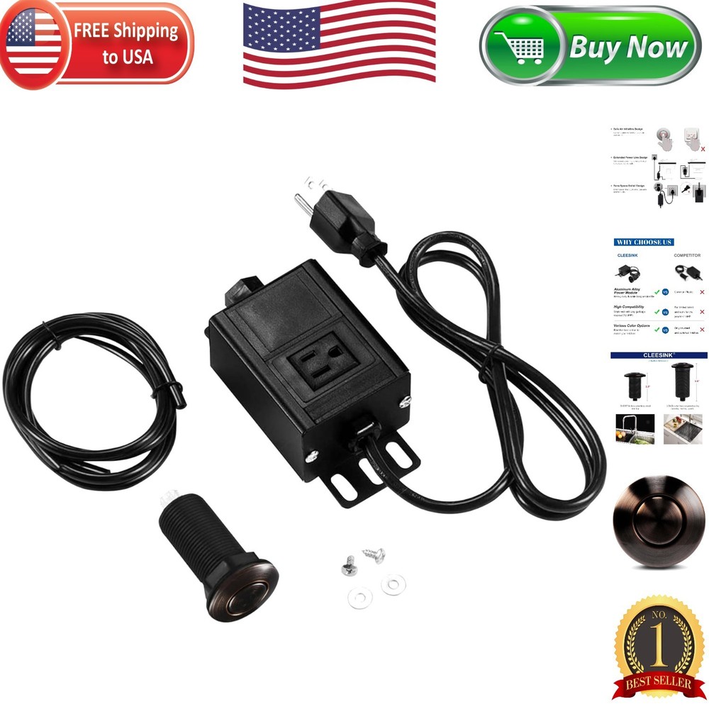 Elegant Long Air Switch Kit (3.5") for Garbage Disposal - Oil Rubbed Bronze