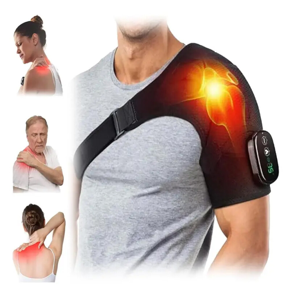 Heated Shoulder Brace Massage Rotator Cuff Support Compression Wrap Rechargeable