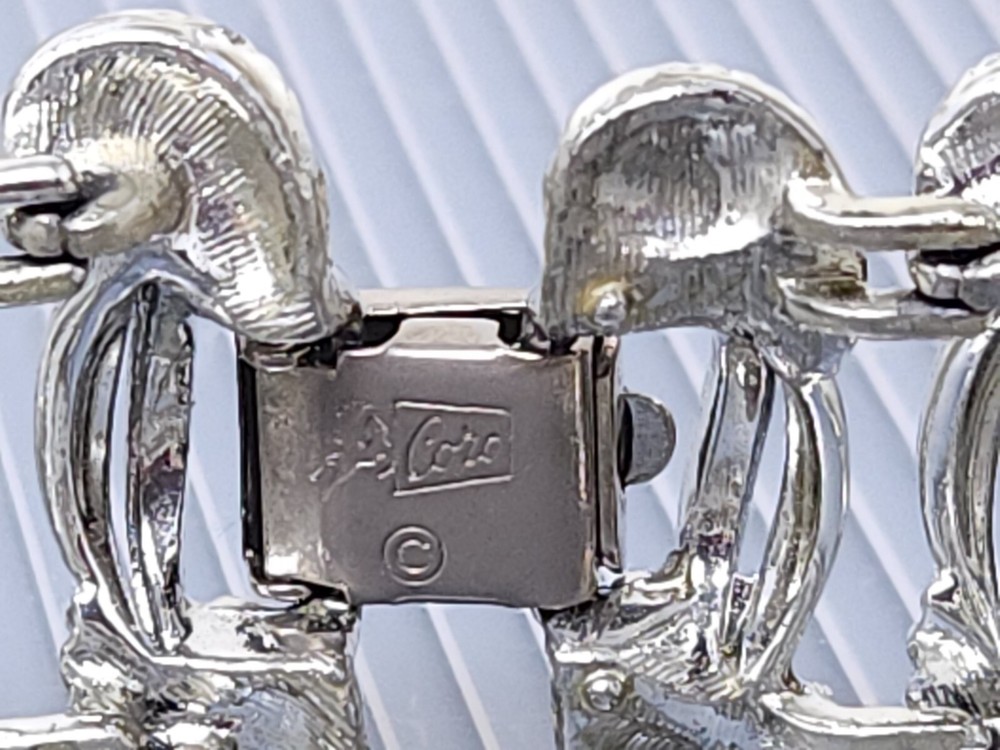 Vintage Coro Silver tone Link Wide Bracelet 7"