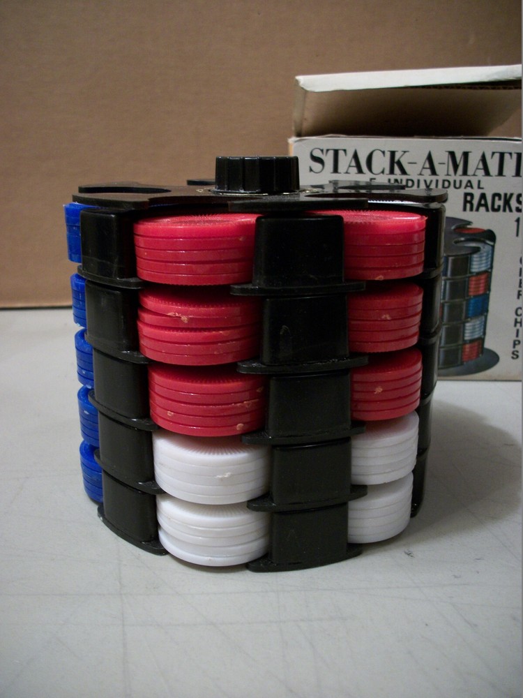 Vintage Stack-O-Matic Locking Poker Chips Racks Gallant Knight Inc. Rare