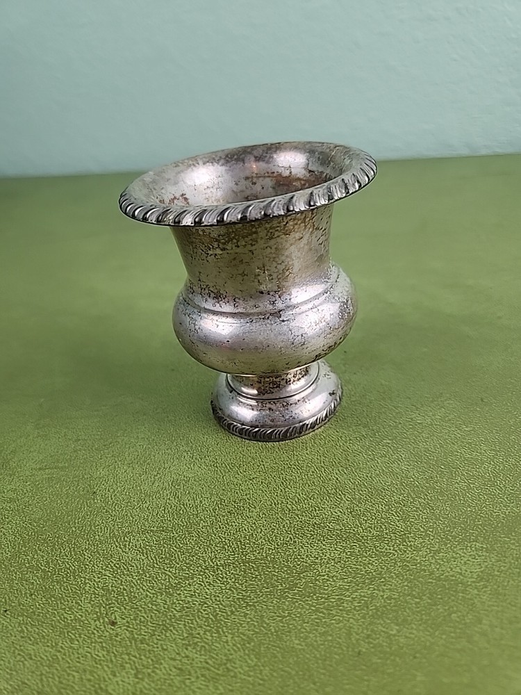 EPC 298 Silver Plate Mini Urn Shape Pedestal Vase Dish 3 3/8” Tall