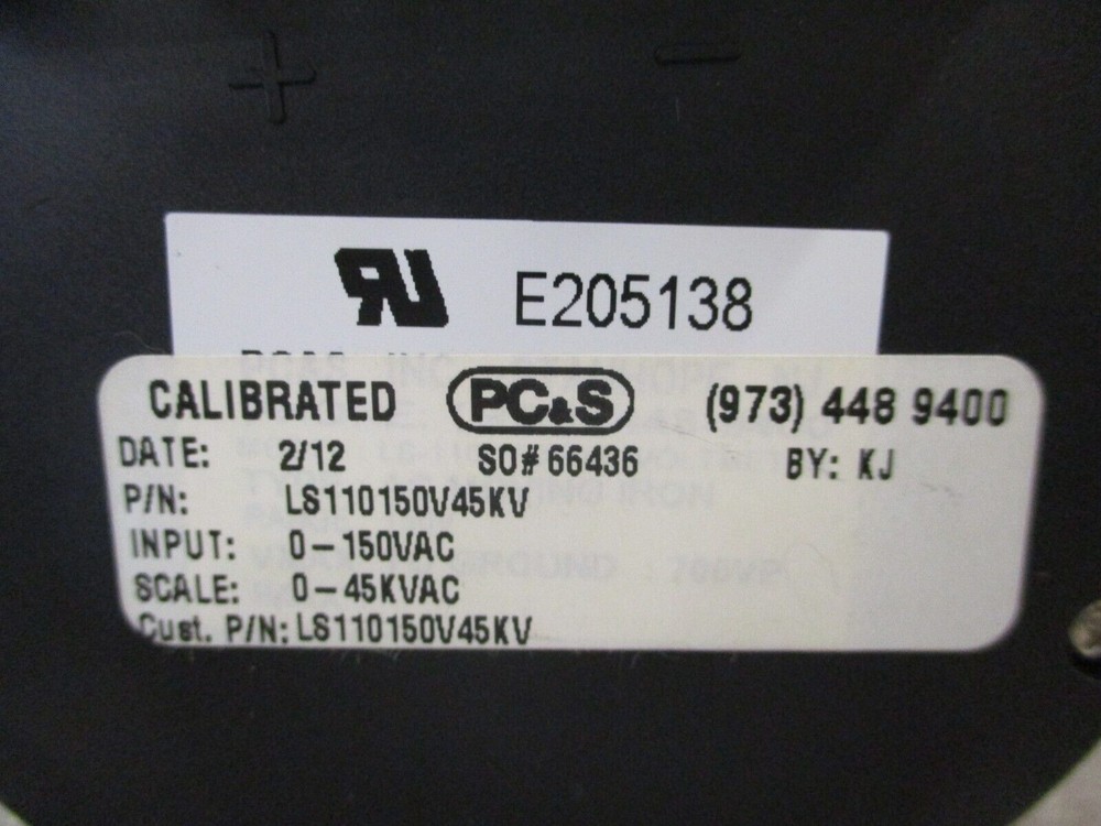 PC&S AC Voltmeter LS110150V45KV Range: 0-45kV New Surplus