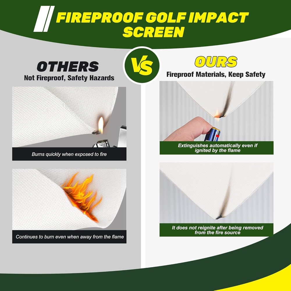 Fireproof Golf Simulator Impact Screen, 3D Air Mesh Impact Screen for Golf Train