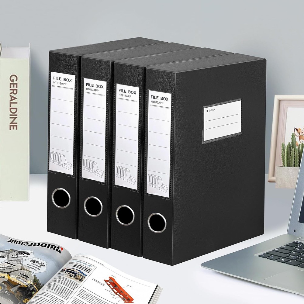 2 Pack A4 Document Storage Boxes with 65mm Spine - Lightweight & Waterproof